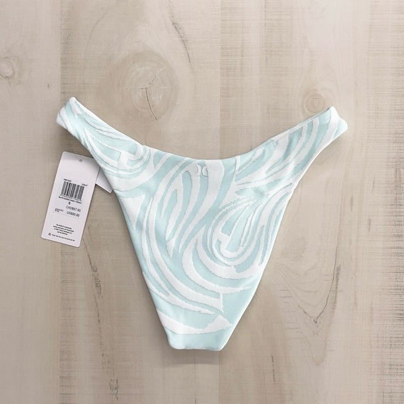 nwt HURLEY wave runner cheeky French printed high rise swim bottoms blue - Picture 3 of 4